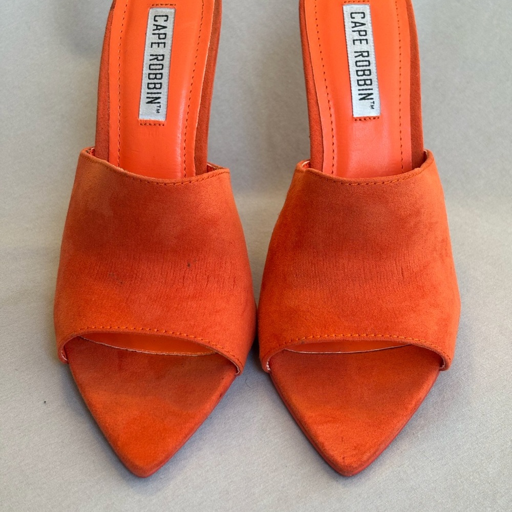 Cape Robbin Orange Suede Pointed Toe Mule